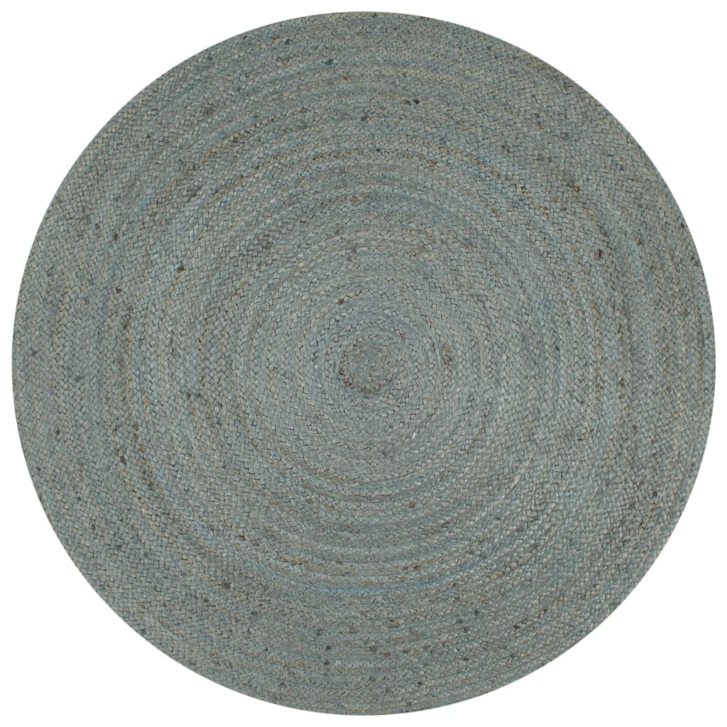 vidaXL Ręcznie wykonany dywan z juty, okrągły, 90 cm, oliwkowozielony