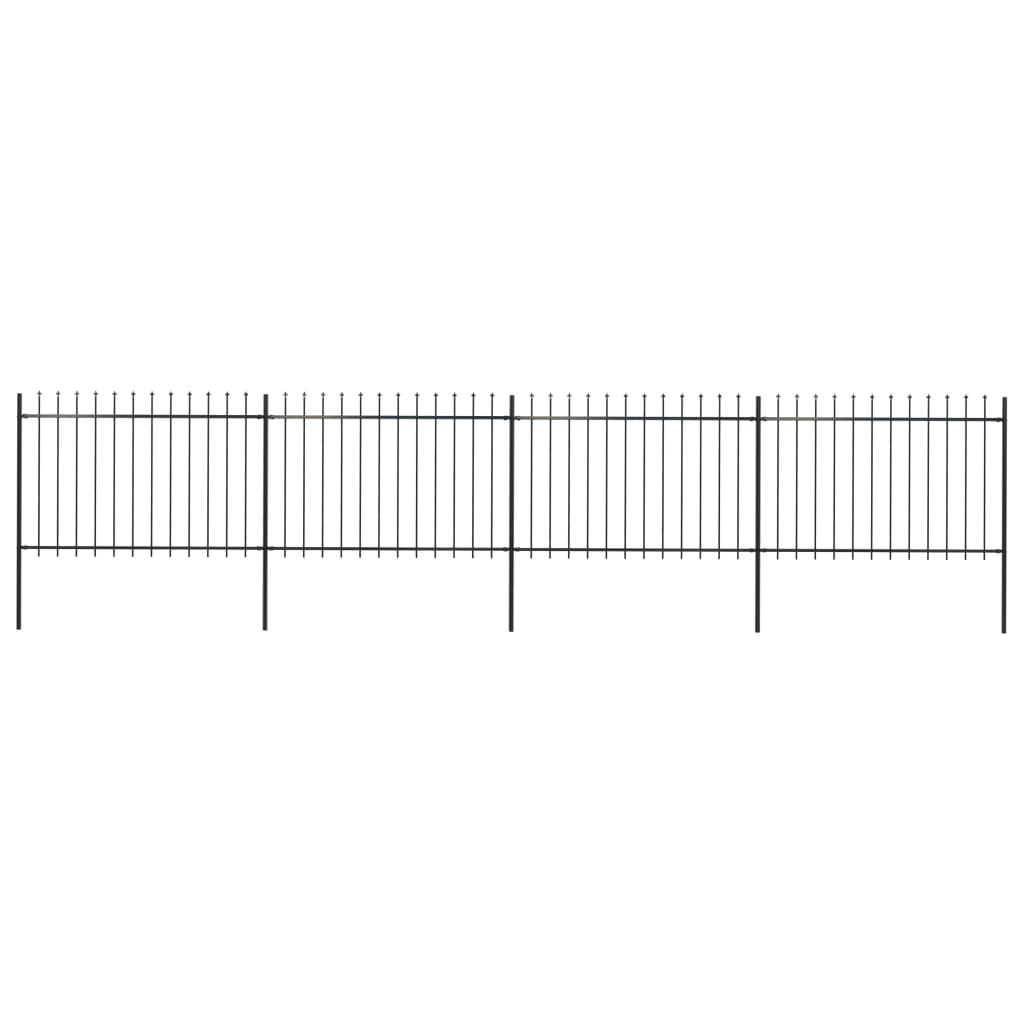 vidaXL Ogrodzenie z prętów z grotami, stalowe, 6,8 x 1,2 m, czarne