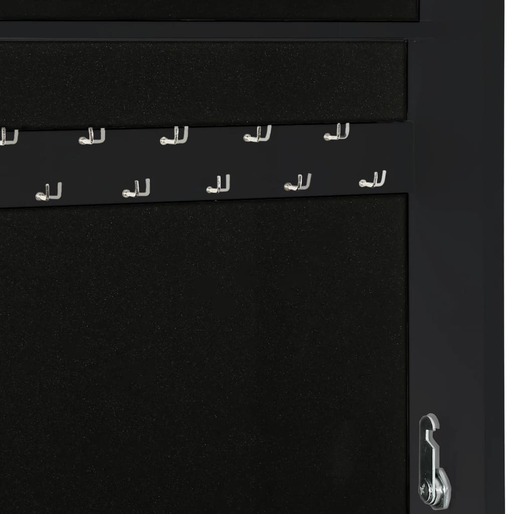 vidaXL Stojąca szafka na biżuterię, z lustrem, czarna, 42x38x152 cm