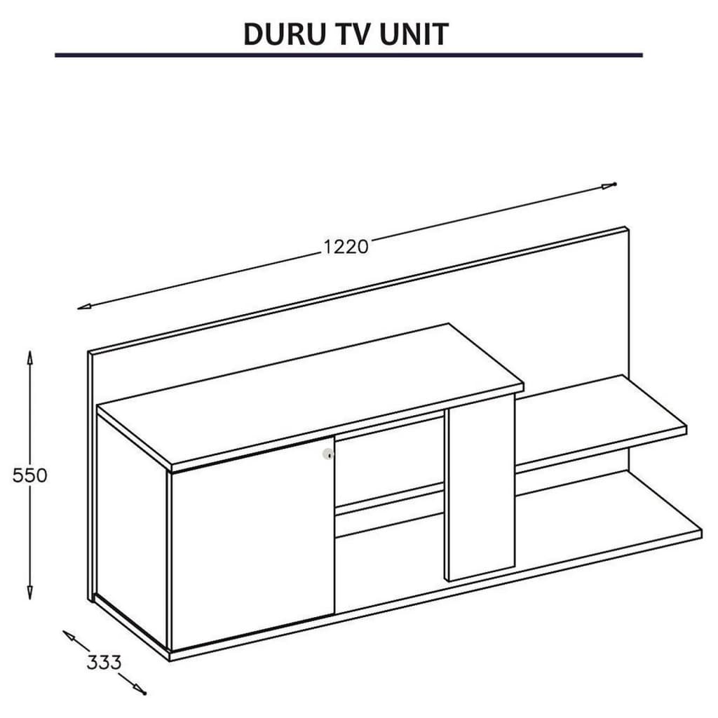 Homemania Szafka pod telewizor Duru, 122x33,3x55 cm, orzech włoski