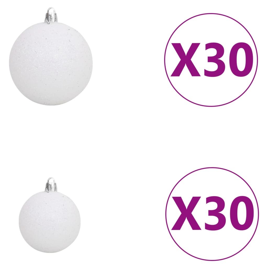 vidaXL Sztuczna choinka z lampkami i bombkami, biała, 500 cm