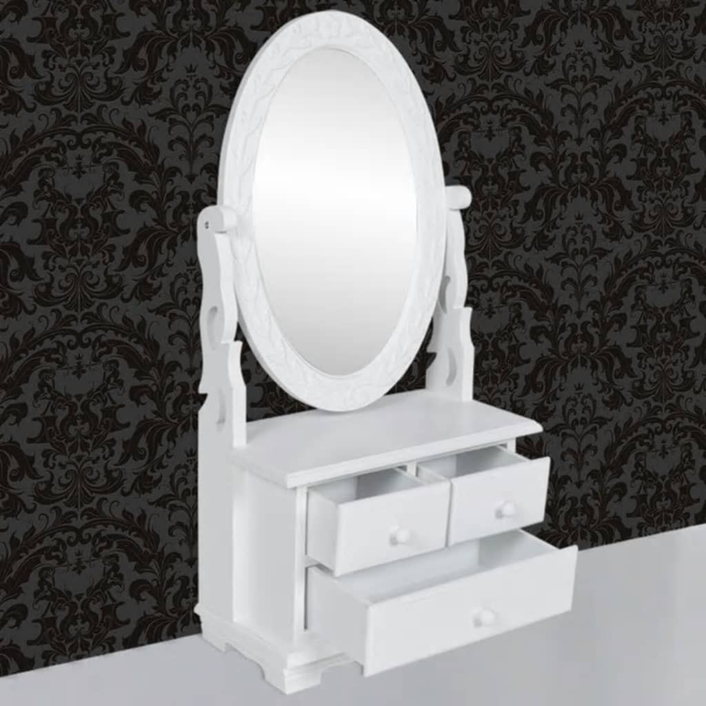 vidaXL Toaletka z obrotowym, owalnym lustrem, MDF