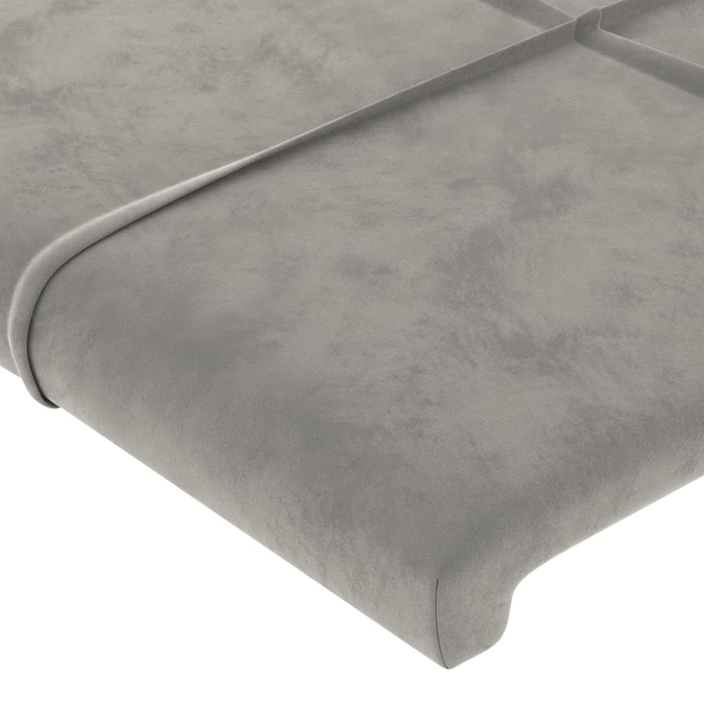 vidaXL Rama łóżka z zagłówkiem, jasnoszara, 140x200 cm, aksamitna