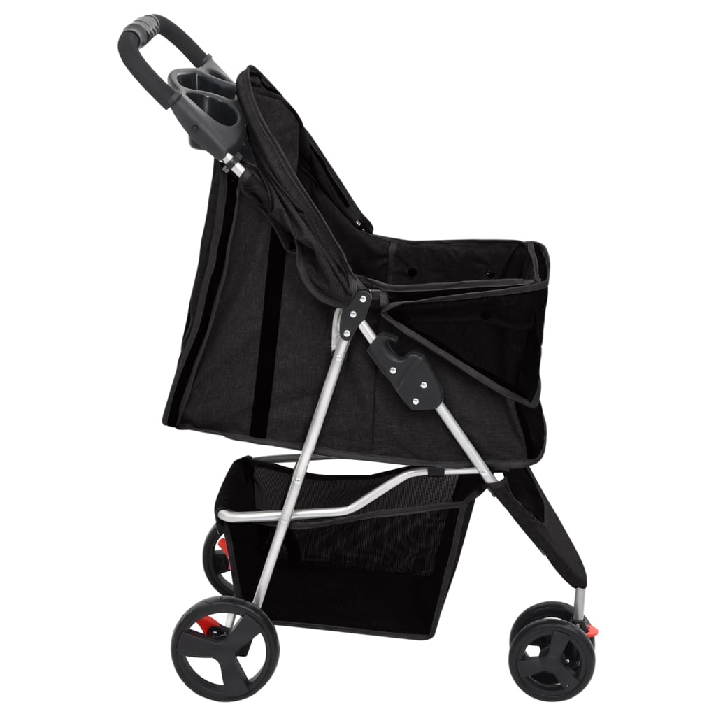 vidaXL Składany wózek dla psa, czarny, 80x46x98 cm, tkanina Oxford