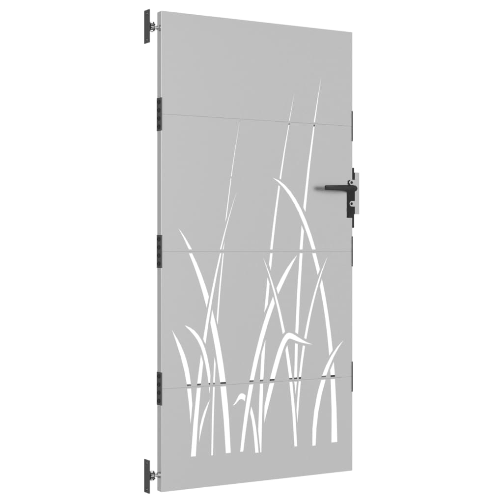 vidaXL Furtka ogrodowa, 85x175 cm, stal kortenowska, motyw trawy