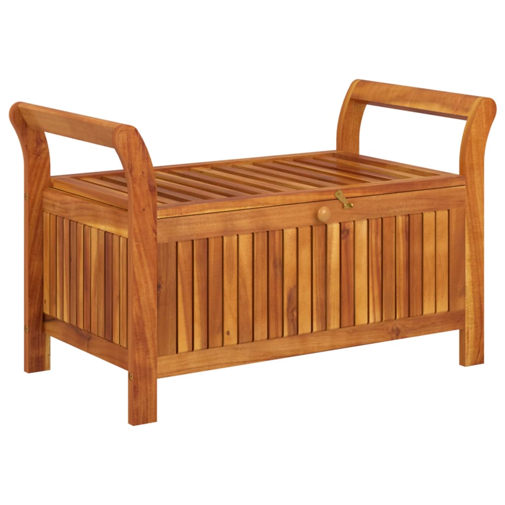 vidaXL Ogrodowa ławka ze schowkiem i poduszką, 91 cm, drewno akacjowe