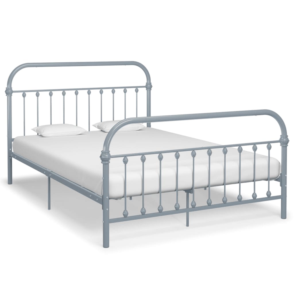 vidaXL Rama łóżka, szara, metalowa, 160 x 200 cm
