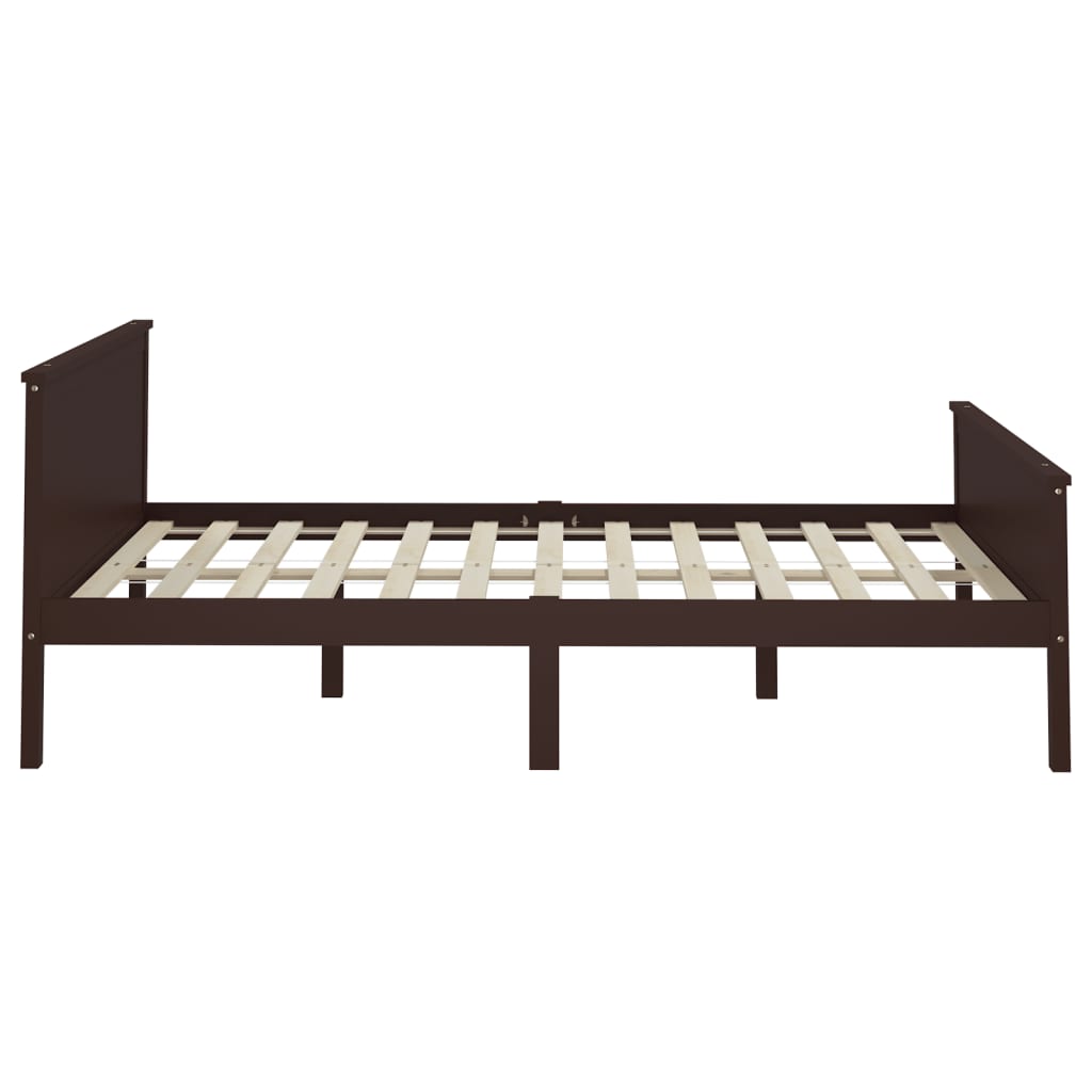 vidaXL Rama łóżka, ciemnobrązowa, lite drewno sosnowe, 120 x 200 cm