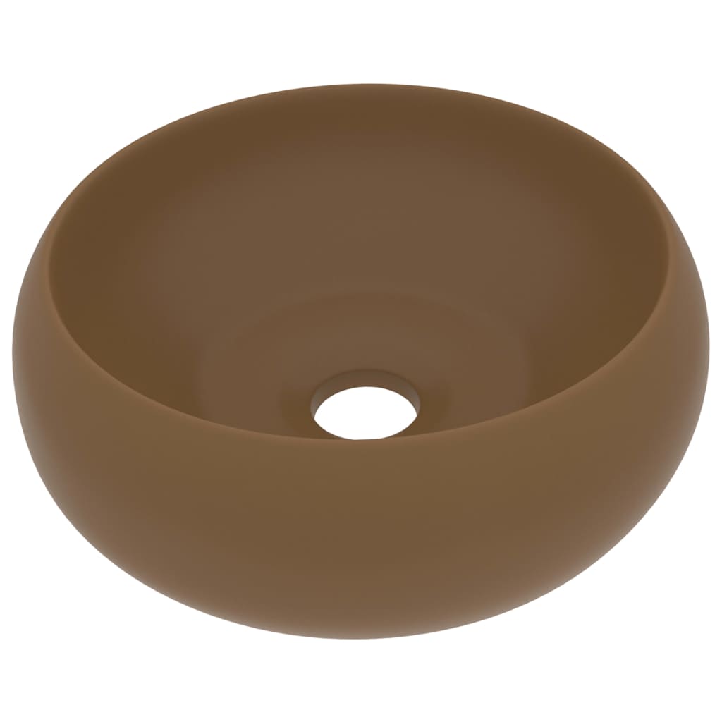 vidaXL Luksusowa, okrągła umywalka, matowy kremowy, 40x15 cm, ceramika
