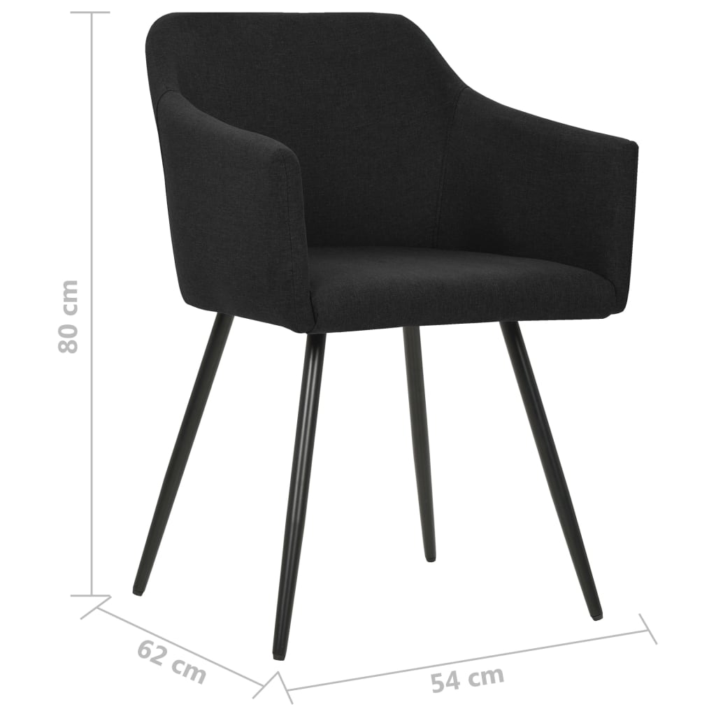 vidaXL Krzesła stołowe, 2 szt., czarne, tapicerowane tkaniną