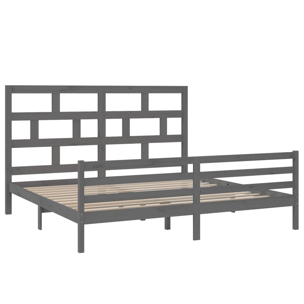 vidaXL Rama łóżka, szara, lite drewno sosnowe, 200 x 200 cm