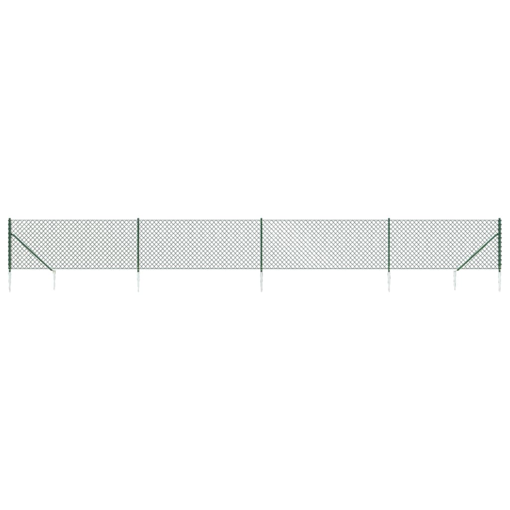 vidaXL Ogrodzenie z siatki, z kotwami, zielone, 0,8x10 m