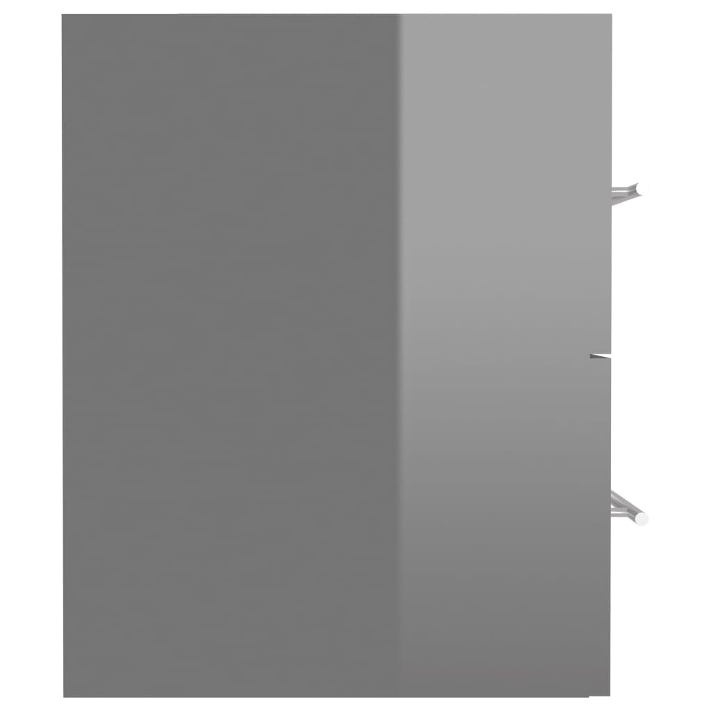 vidaXL Szafka pod umywalkę, szara, wysoki połysk, 41x38,5x48 cm, płyta