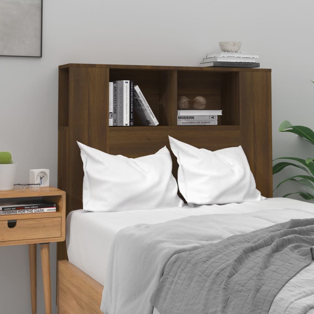 vidaXL Wezgłowie łóżka z półkami, brązowy dąb, 100x18,5x104,5 cm