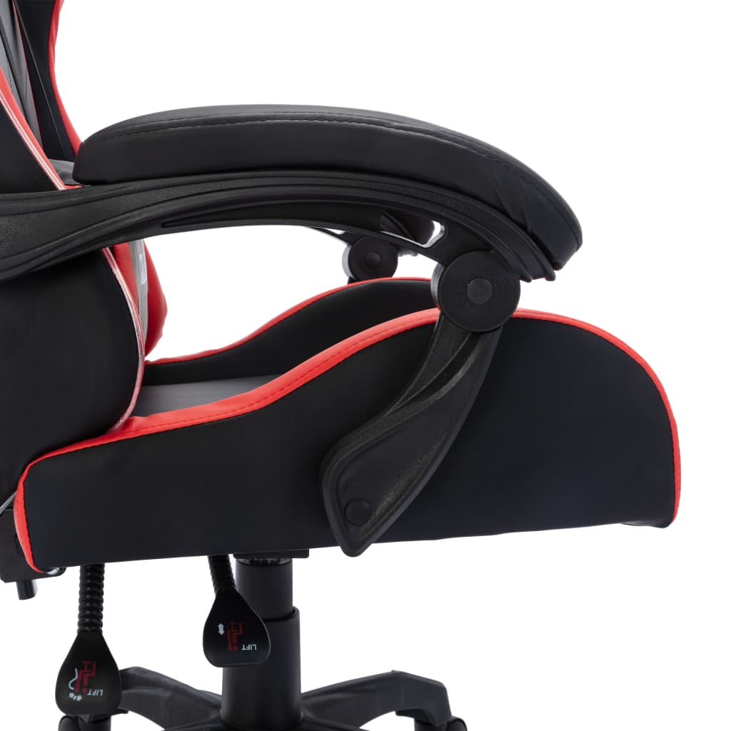 vidaXL Fotel dla gracza z RGB LED, czerwono-czarny, sztuczna skóra