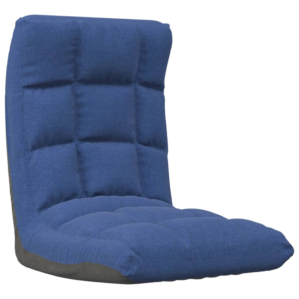 vidaXL Składane krzesło podłogowe, niebieskie, obite tkaniną