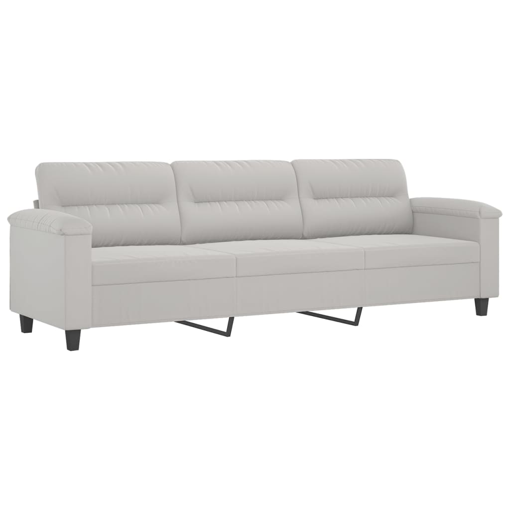 vidaXL 3-os. sofa z podnóżkiem, jasnoszara, 210 cm, obita mikrofibrą