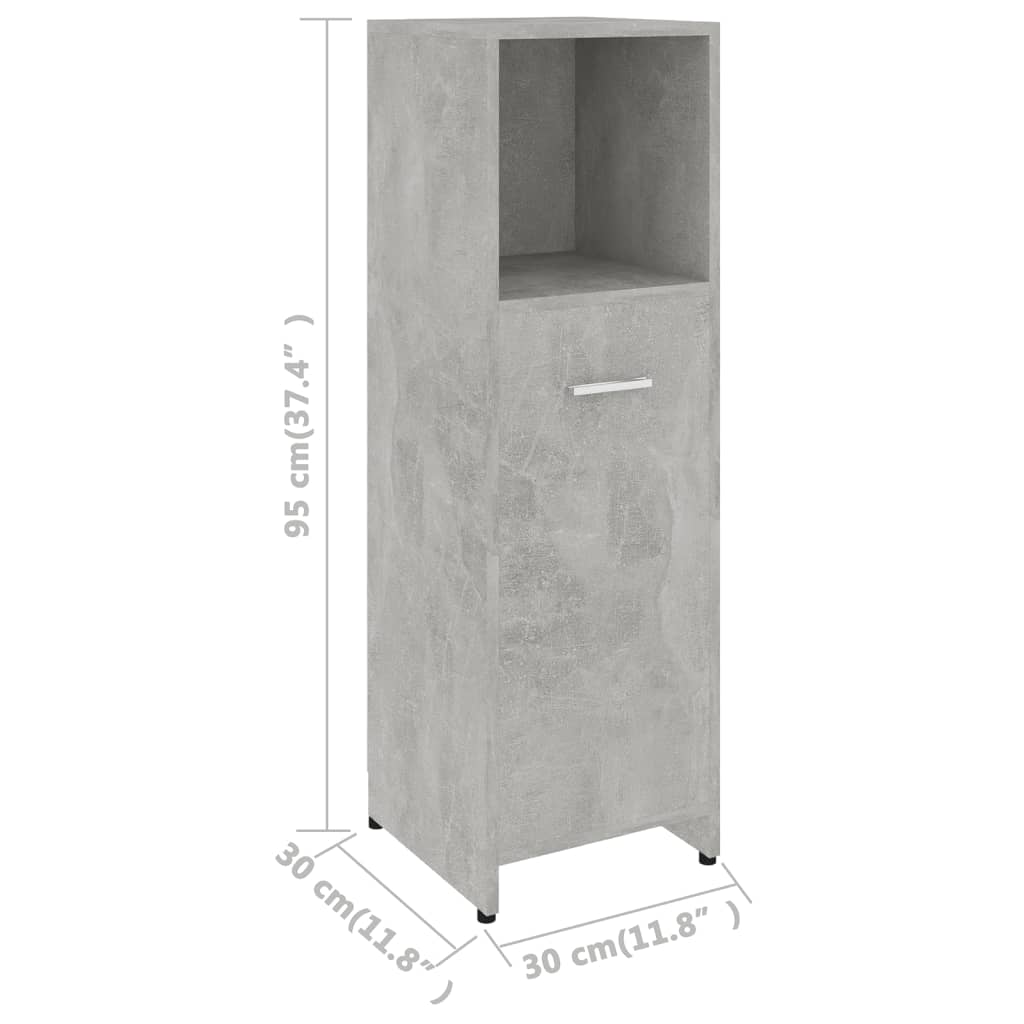 vidaXL 4-częściowy zestaw mebli łazienkowych, szarość betonu