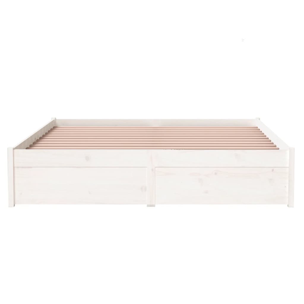 vidaXL Rama łóżka, biała, lite drewno, 135x190 cm, podwójna