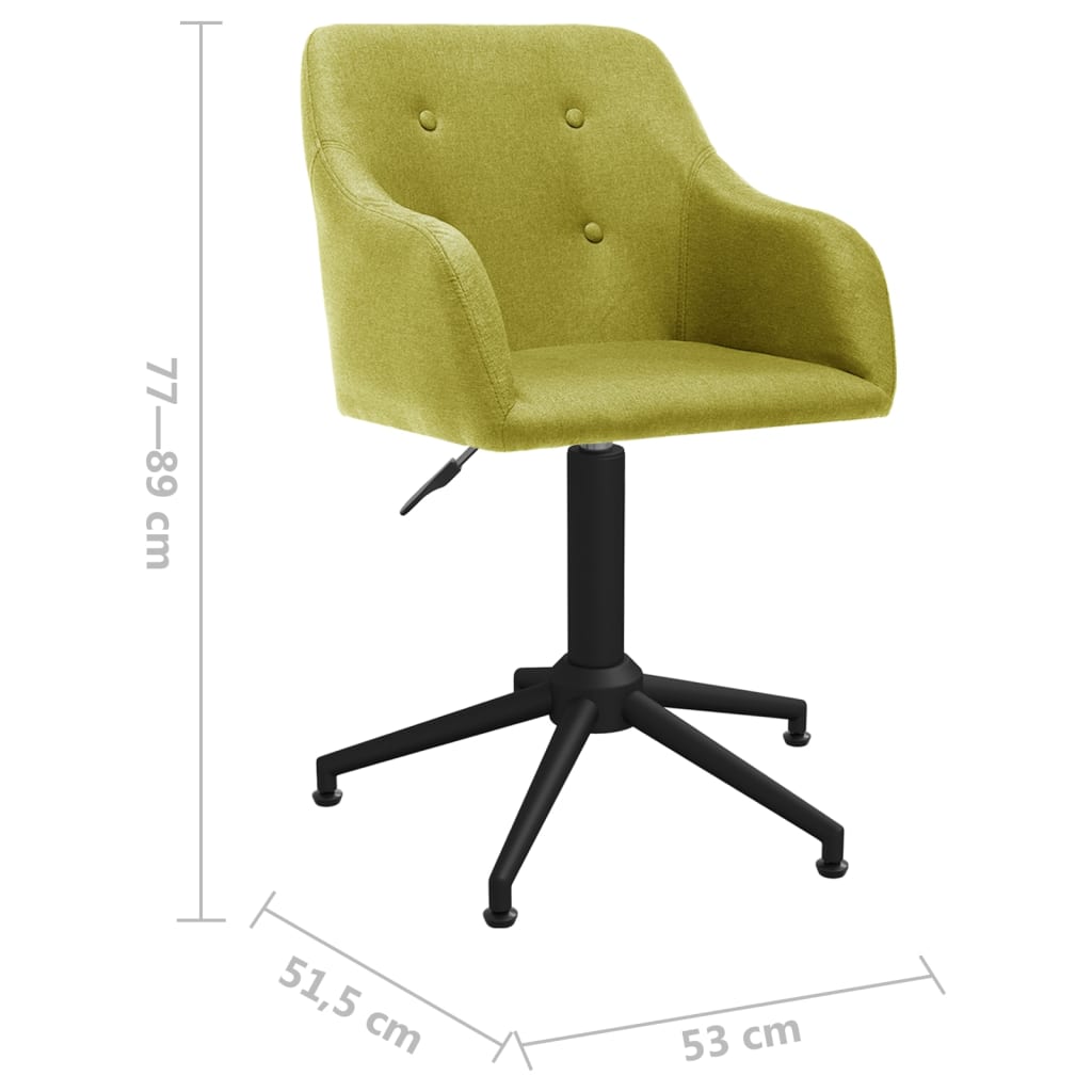 vidaXL Obrotowe krzesła stołowe, 6 szt., zielone, obite tkaniną