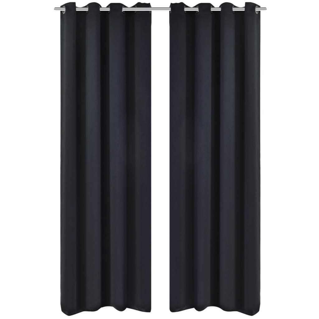 Czarne zasłony zaciemniające z metalowymi otworami x2 135 x 245 cm