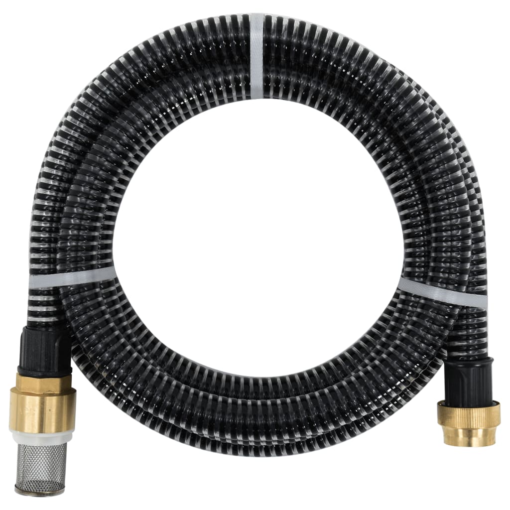 vidaXL Wąż ssący z mosiężnymi złączami, czarny, 1,1" 10 m, PVC