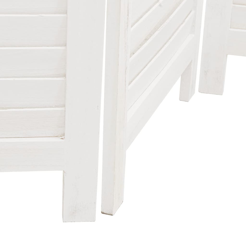 vidaXL Parawan pokojowy, 6-panelowy, biały, lite drewno paulowni