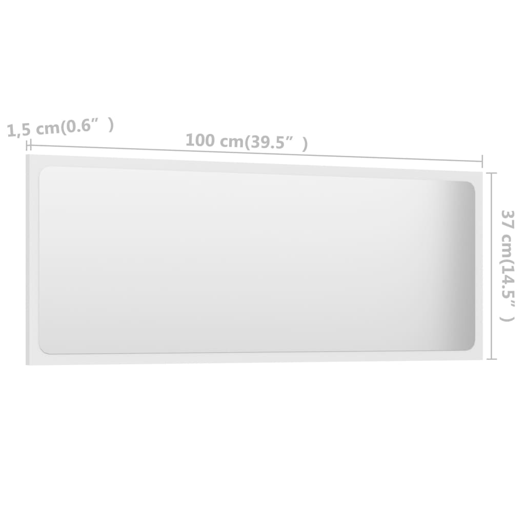 vidaXL Lustro łazienkowe, białe, 100x1,5x37 cm, płyta wiórowa