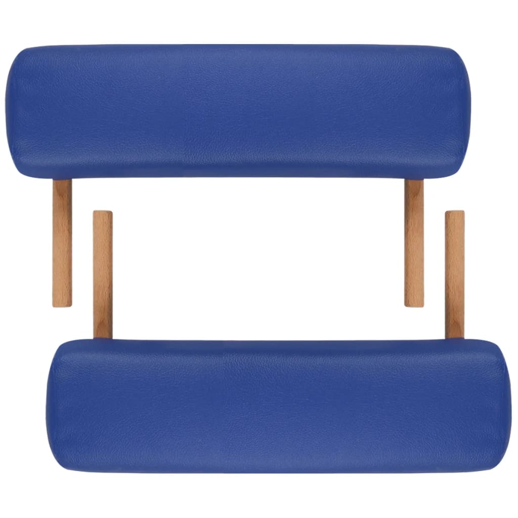 vidaXL Składany stół do masażu z drewnianą ramą, 2 strefy, niebieski