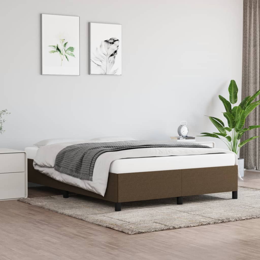 vidaXL Rama łóżka, ciemnobrązowa, 140 x 200 cm, obita tkaniną