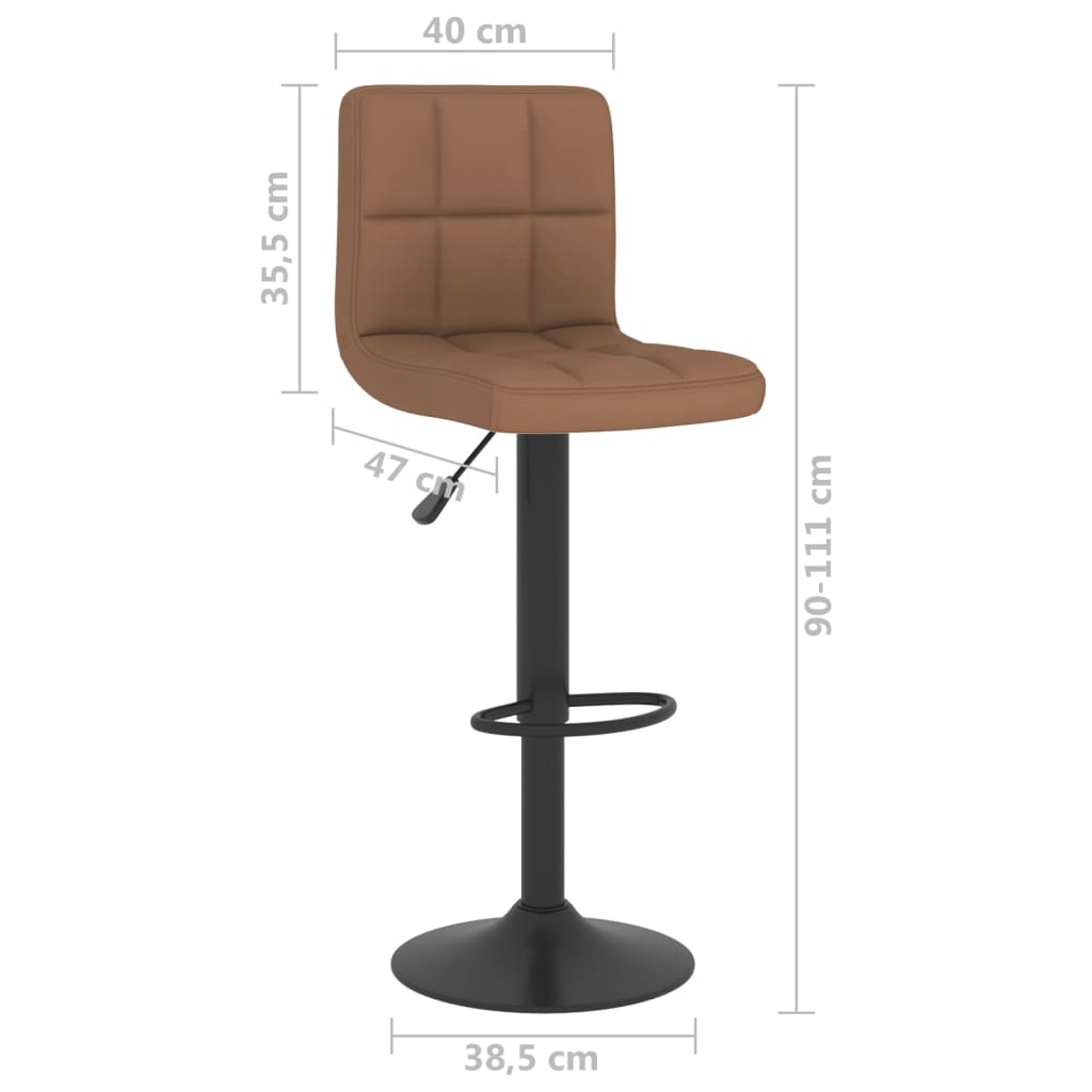 vidaXL Krzesła barowe, 2 szt., brązowe, obite tkaniną
