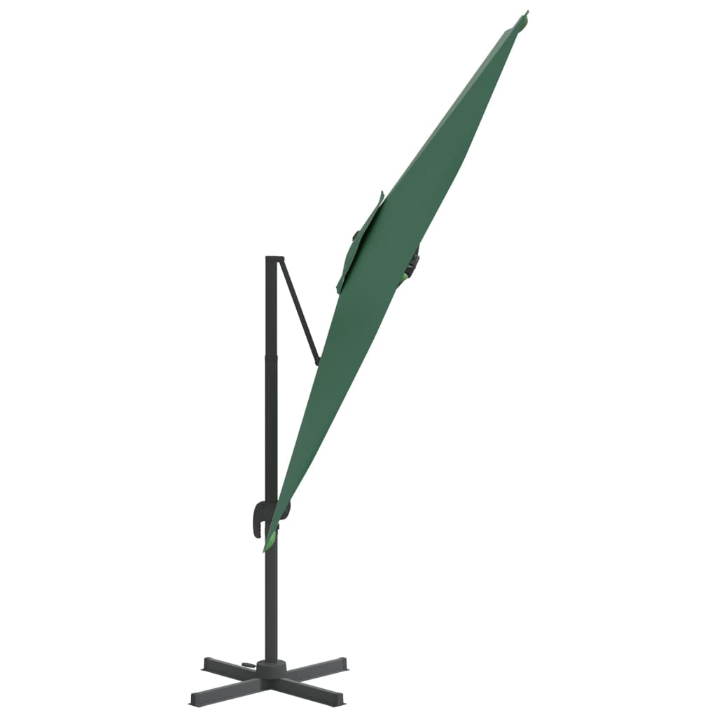 vidaXL Parasol wiszący na aluminiowym słupku, zielony, 400x300 cm