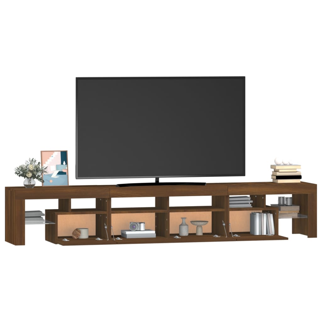vidaXL Szafka pod TV z oświetleniem LED, brązowy dąb, 230x36,5x40 cm