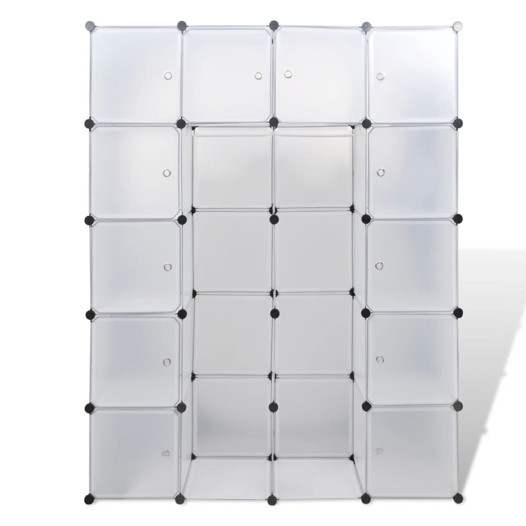 vidaXL Szafa modułowa z 14 przegrodami, biała, 37 x 146 x 180,5 cm