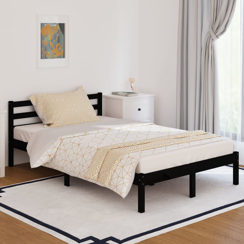vidaXL Rama łóżka, lite drewno sosnowe, 120 x 200 cm, czarna