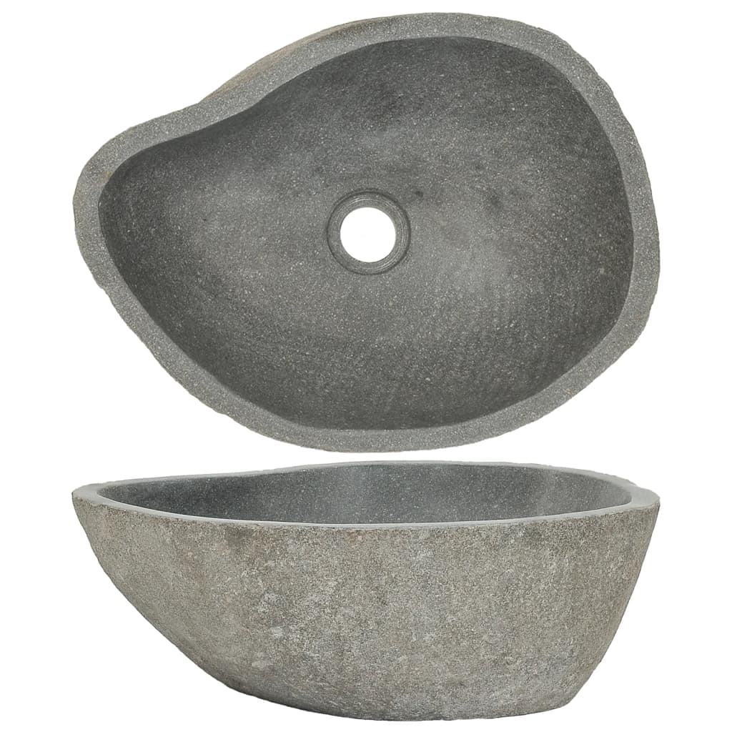 vidaXL Umywalka z kamienia rzecznego, owalna, 37-46 cm