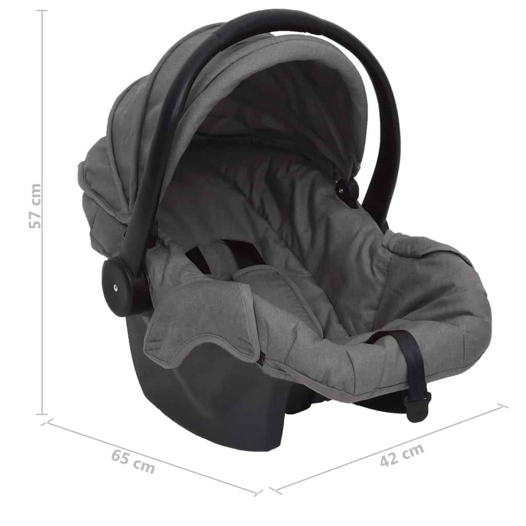 vidaXL Fotelik niemowlęcy do samochodu, jasnoszary, 42x65x57 cm