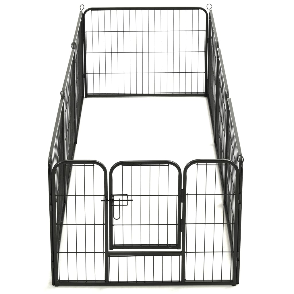 vidaXL Kojec dla psów, 8 paneli, stalowy, czarny, 60 x 80 cm
