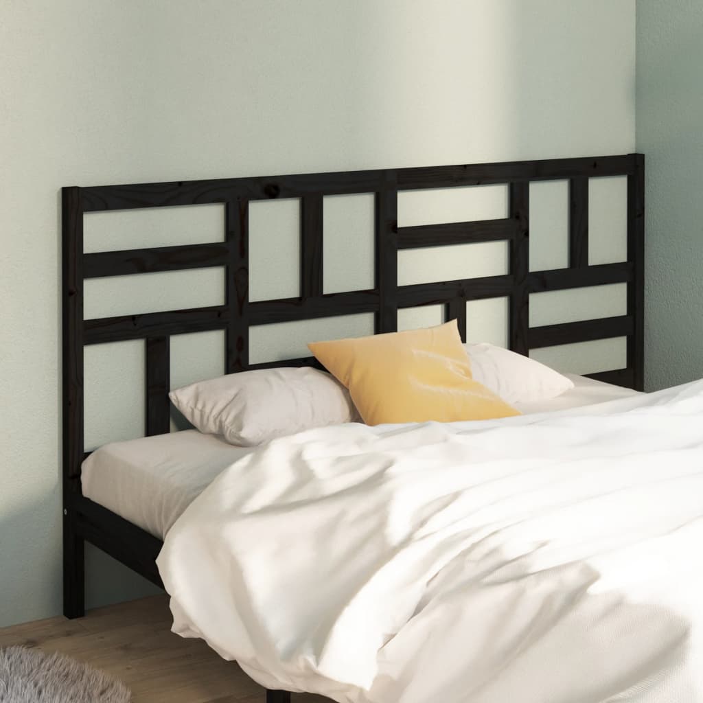 vidaXL Wezgłowie łóżka, czarne, 206x4x104 cm, lite drewno sosnowe