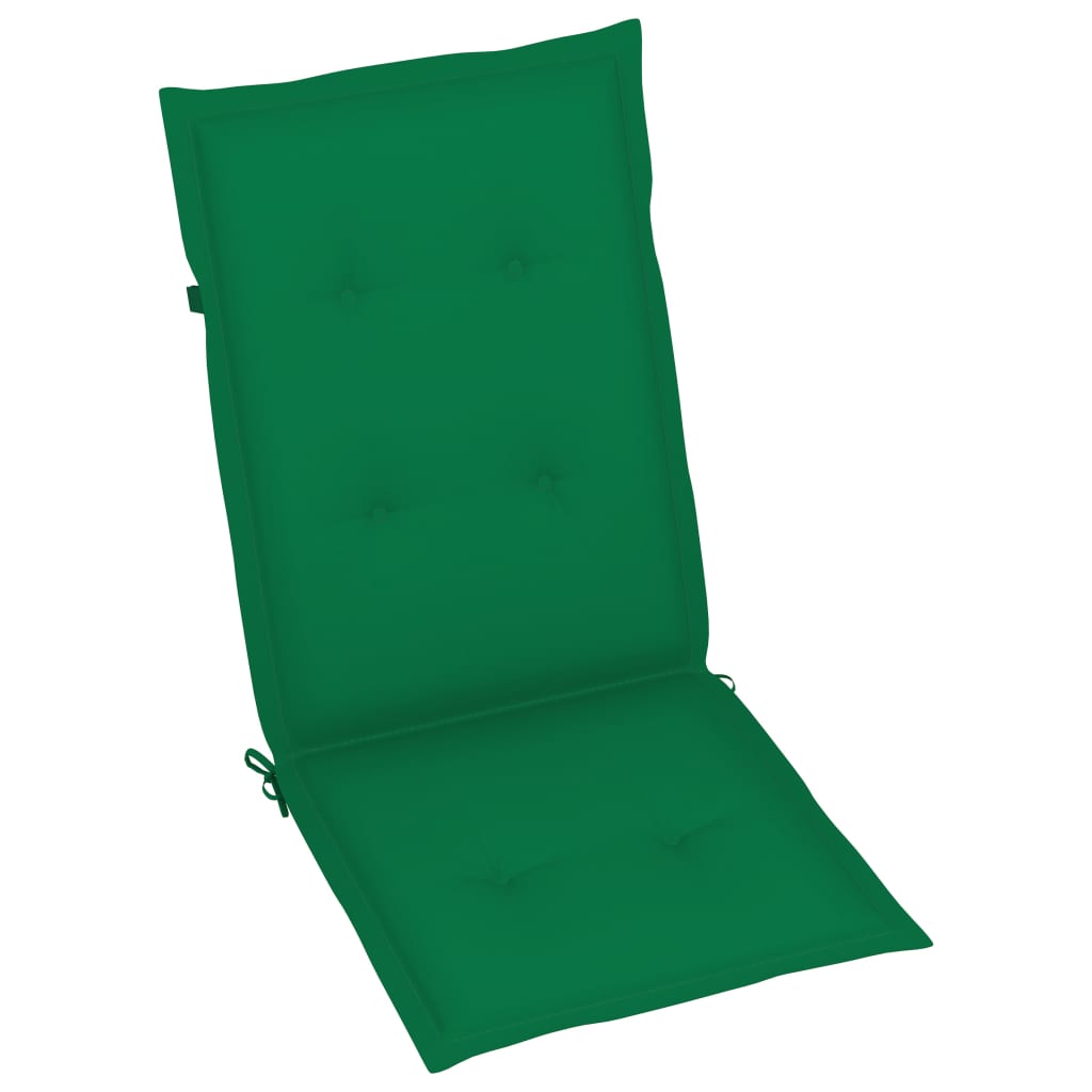 vidaXL Krzesła ogrodowe, zielone poduszki, 6 szt., drewno tekowe