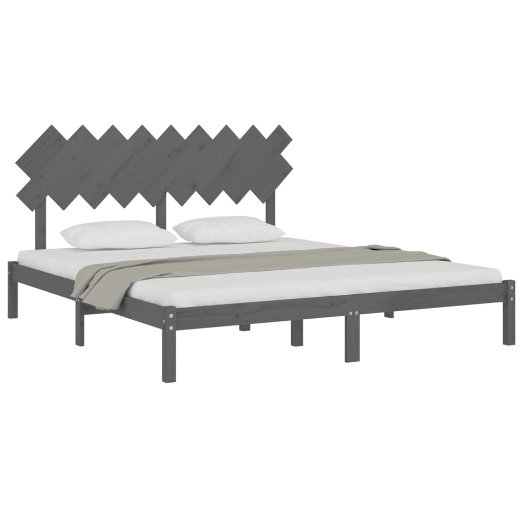 vidaXL Rama łóżka, szara, 180x200 cm, Super King, lite drewno