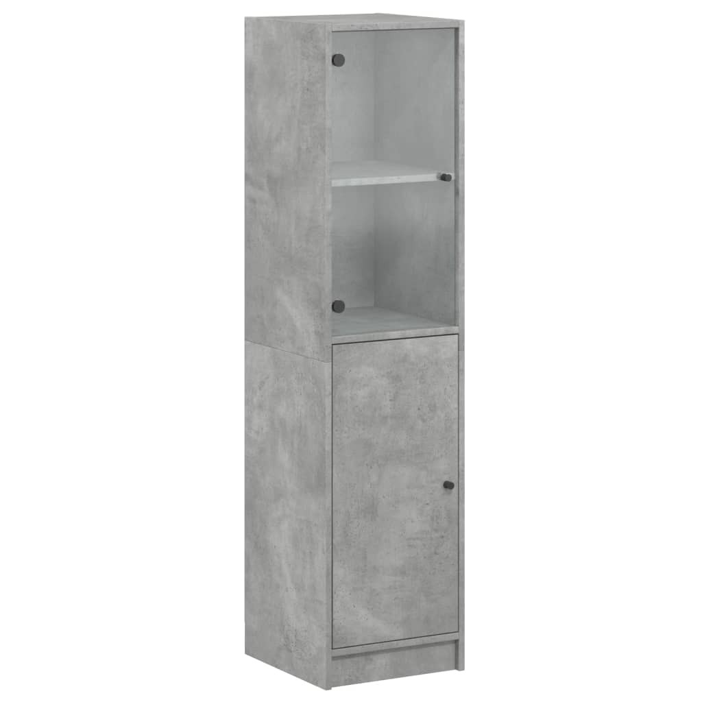 vidaXL Szafka ze szklanymi drzwiami, szarość betonu, 35x37x142 cm