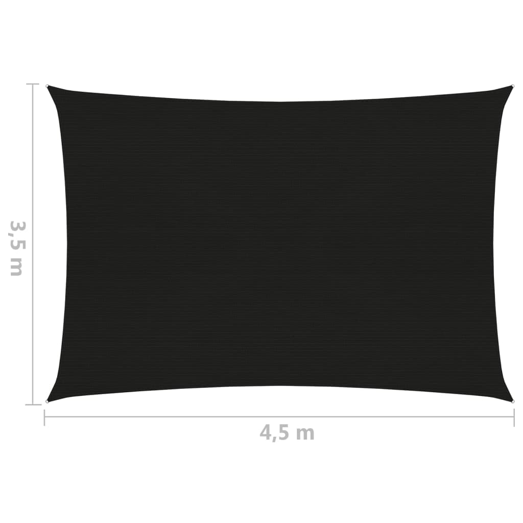 vidaXL Żagiel przeciwsłoneczny, 160 g/m², czarny, 3,5x4,5 m, HDPE