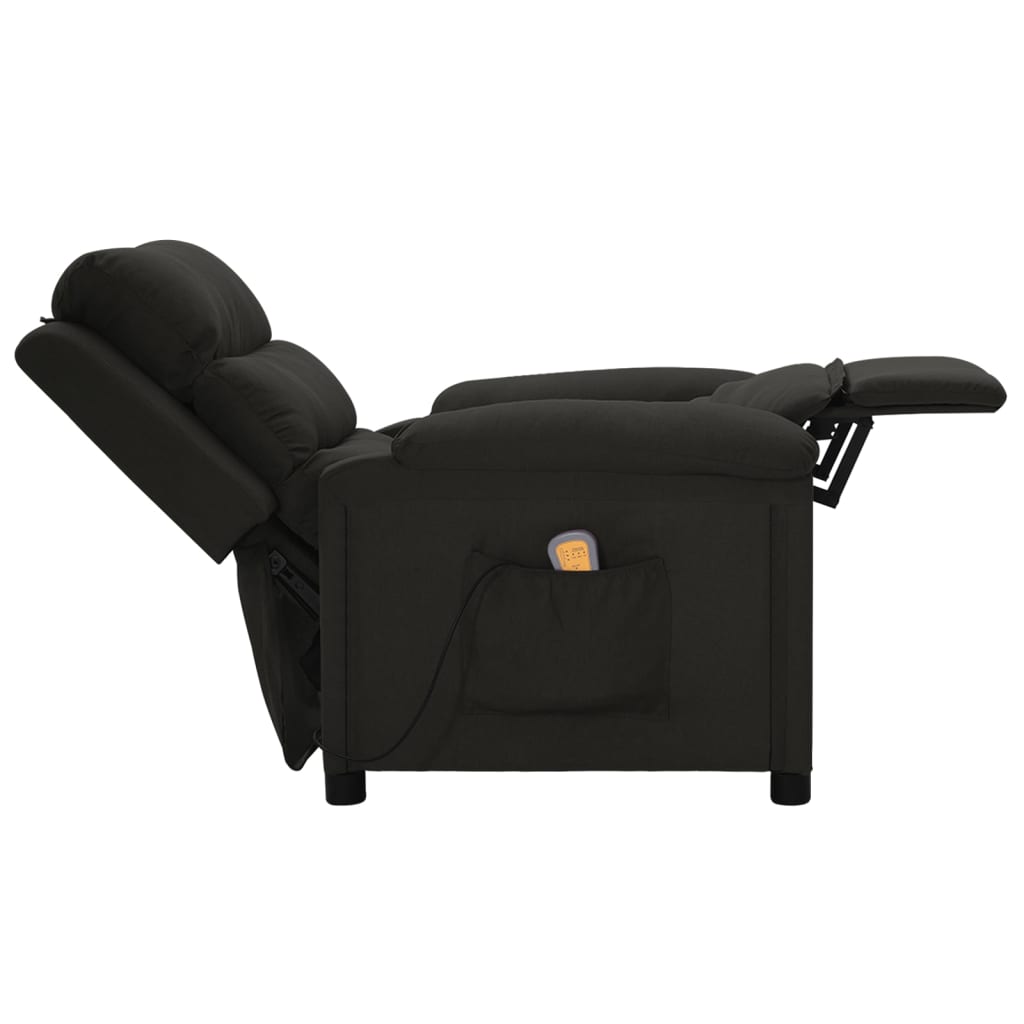 vidaXL Fotel z masażem, czarny, obity tkaniną
