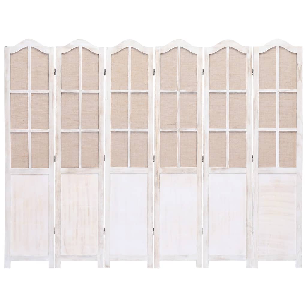 vidaXL Parawan 6-panelowy, biały, 210 x 165 cm, tkanina