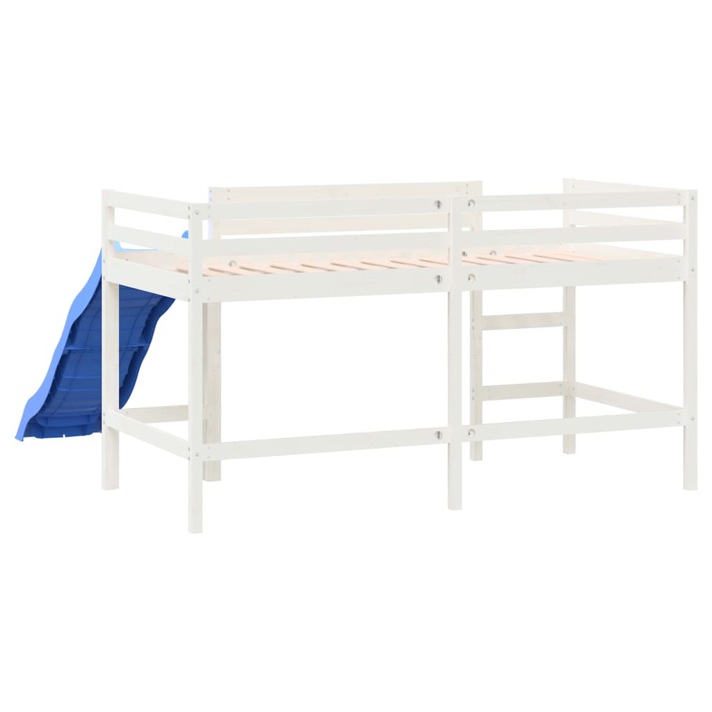 vidaXL Rama łóżka dla dzieci, ze zjeżdżalnią, biała, 90x190 cm, sosna