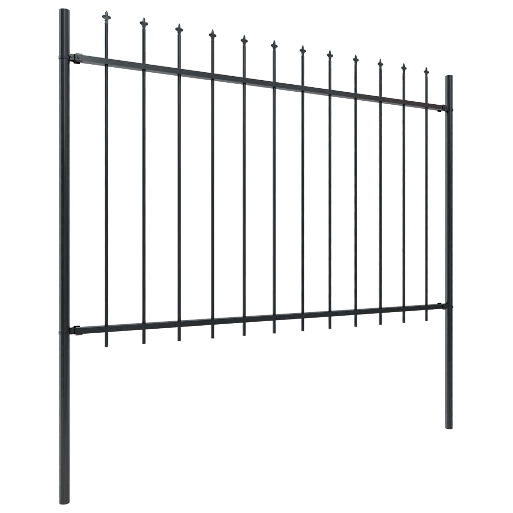 vidaXL Panele ogrodzeniowe z grotami, stal, 1,7 x 1,2 m, czarne