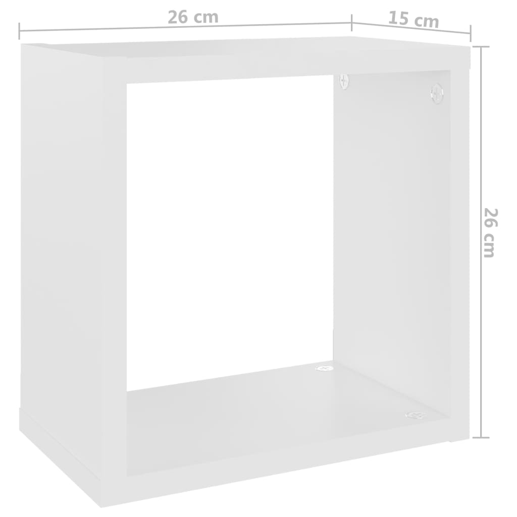 vidaXL Półki ścienne kostki, 4 szt., białe, 26x15x26 cm