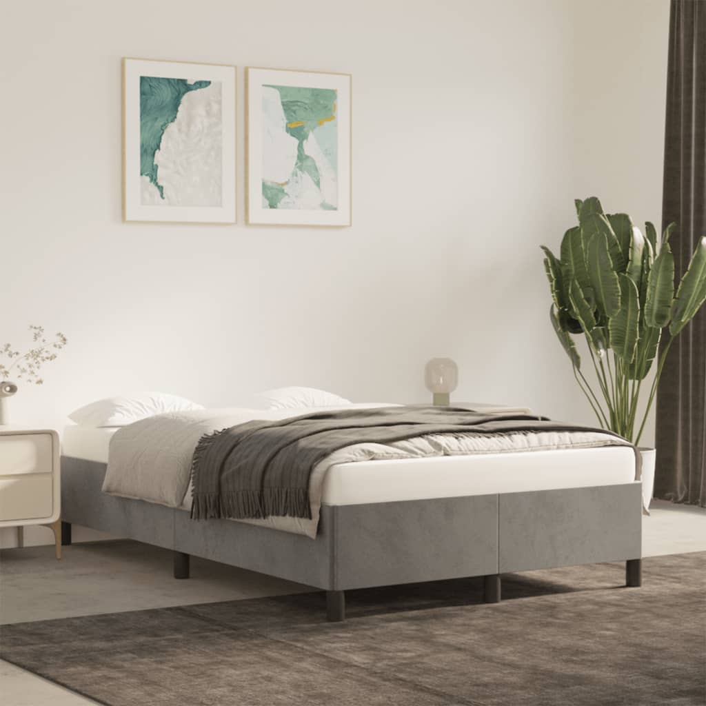 vidaXL Rama łóżka, jasnoszara, 120x190 cm, aksamitna