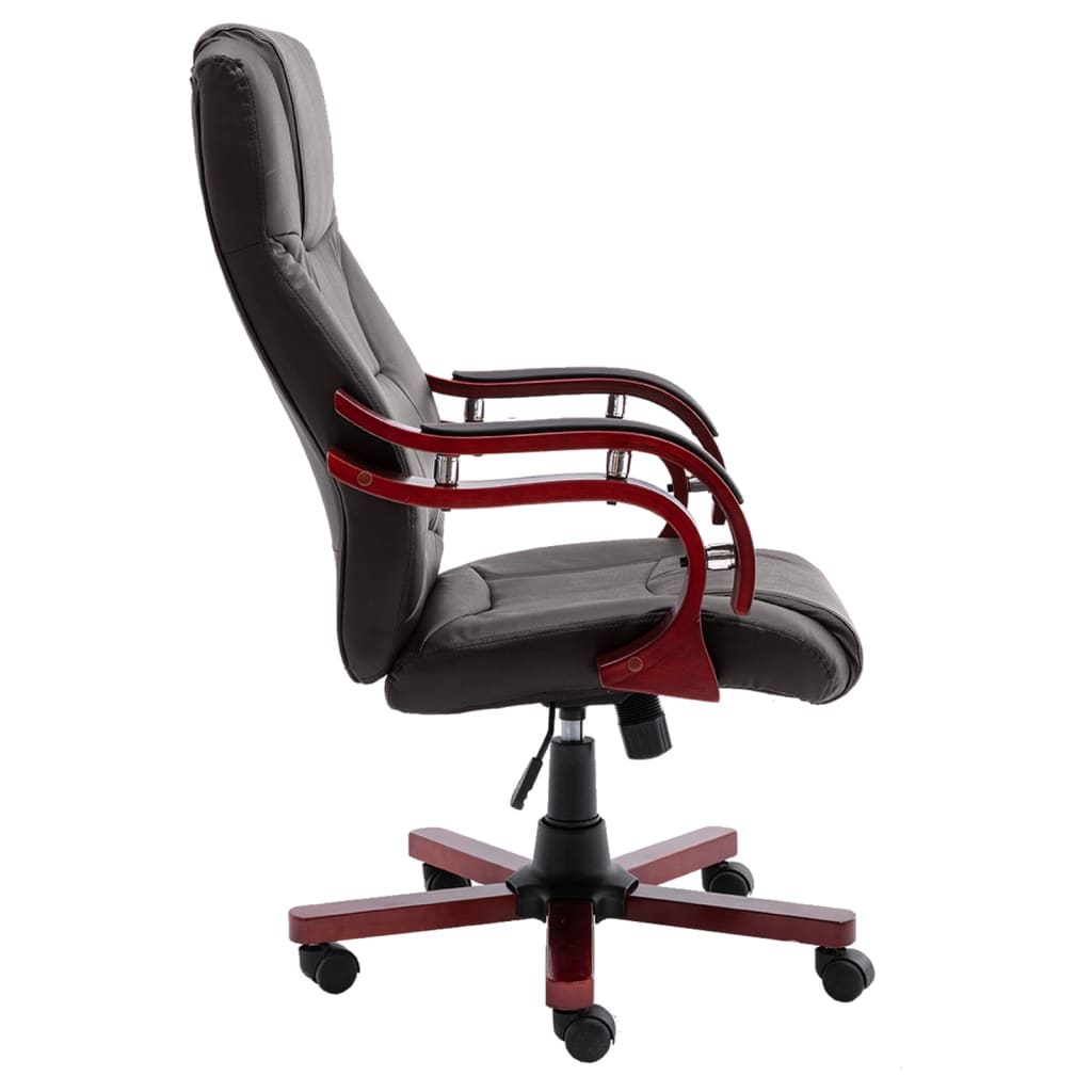 vidaXL Krzesło biurowe, brązowe, obite prawdziwą skórą